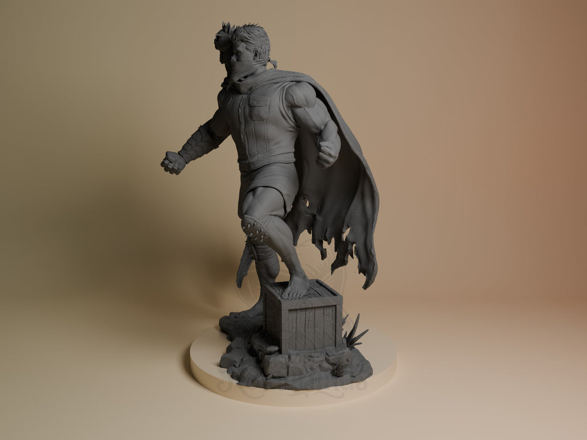 Carl from Dungeon Crawler Carl is an unpainted resin figure in side view on a crate base.