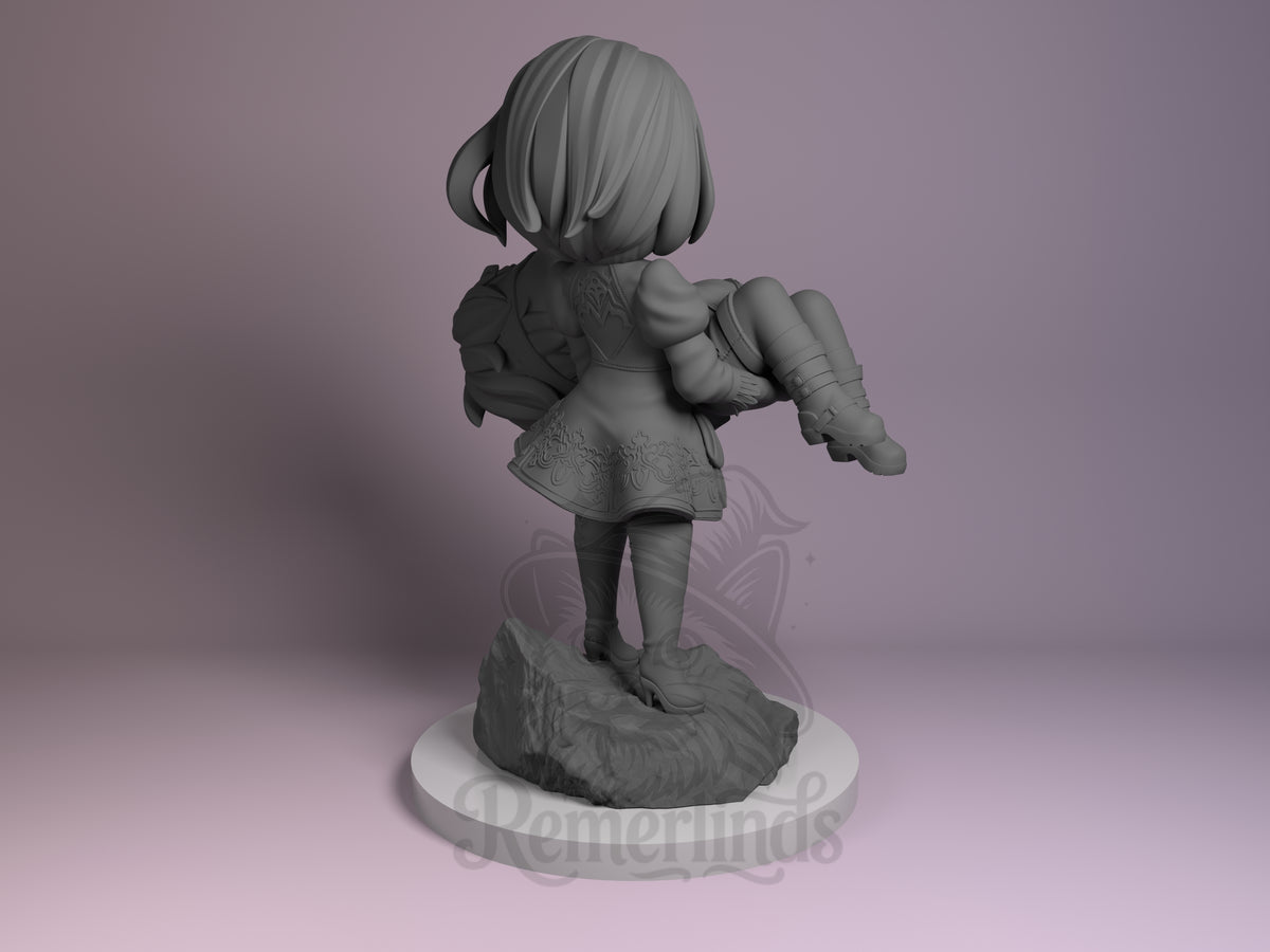 Rear view showing cloak, back armor, or base sculpt detail.