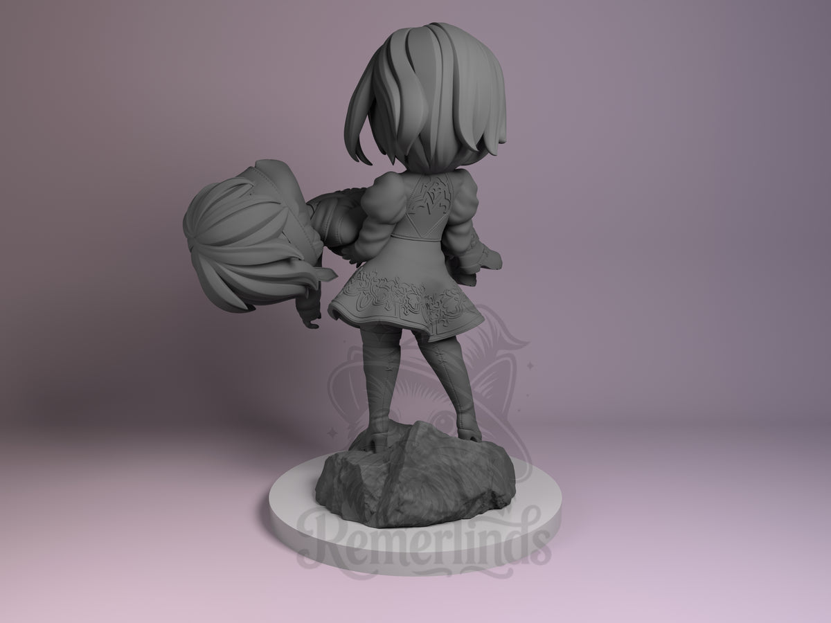 Left side angle showing gesture, weapon, or outfit detail.
