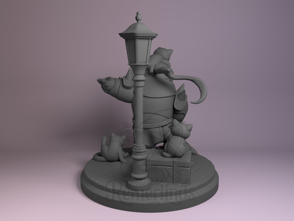 Rear view showing cloak, back armor, or base sculpt detail.