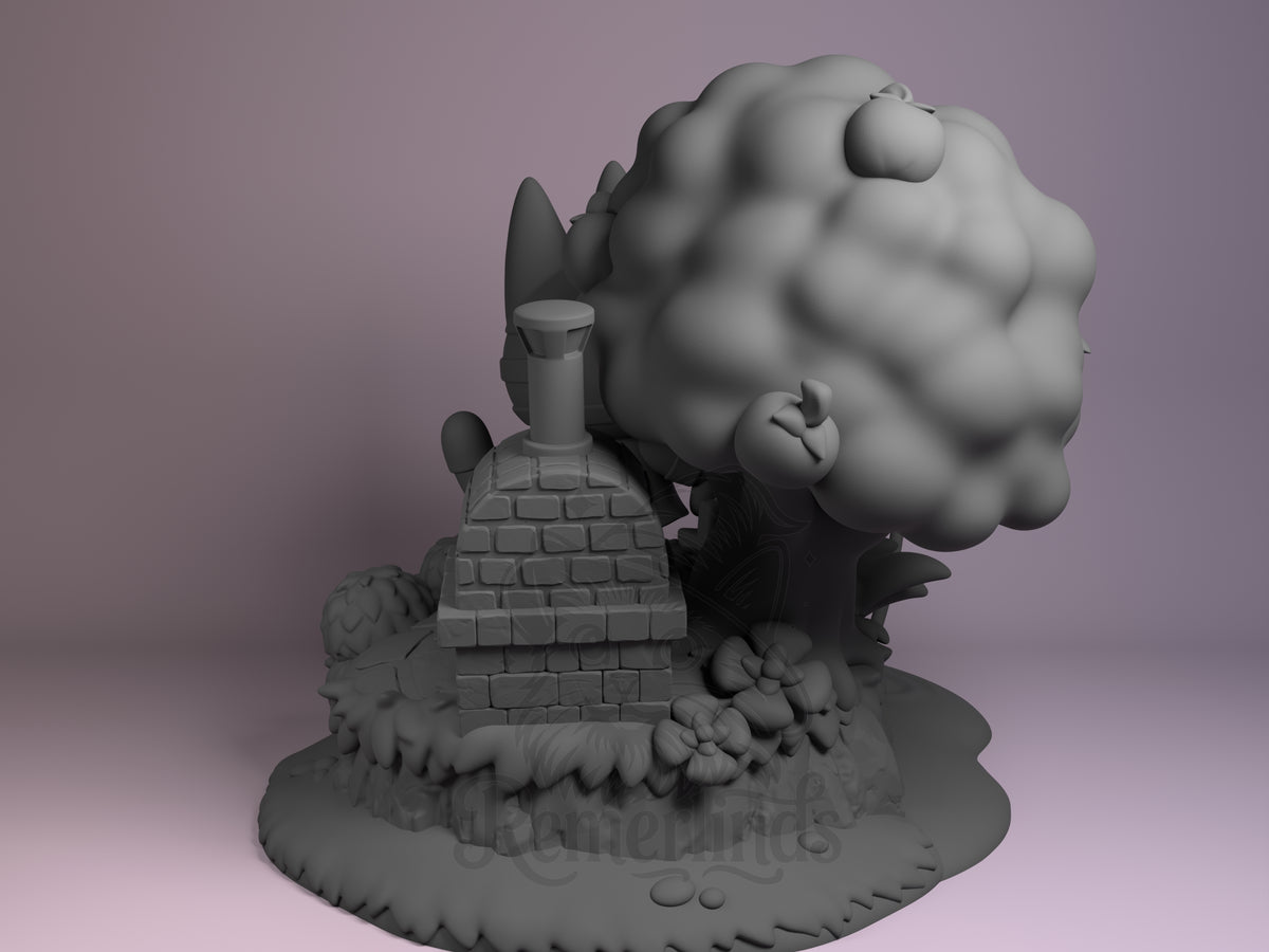 Rear view showing cloak, back armor, or base sculpt detail.
