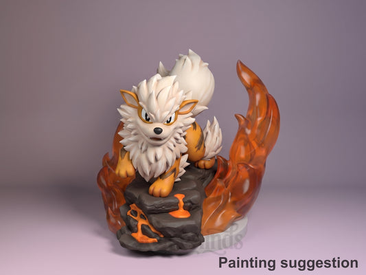 Arcanine Pocket Specters 3D printed resin figure by Nomnom, colored view.