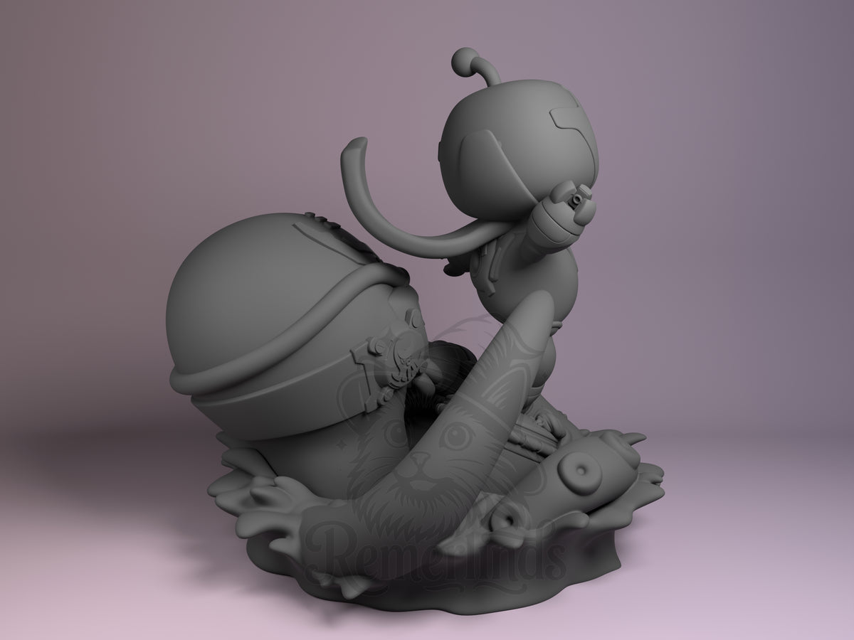Rear view showing cloak, back armor, or base sculpt detail.
