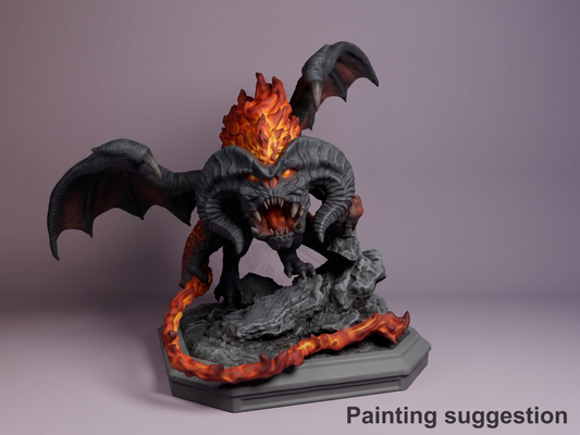 Balrog Legendary Ring Saga 3D printed resin Chibi figure by Nomnom, colored view.