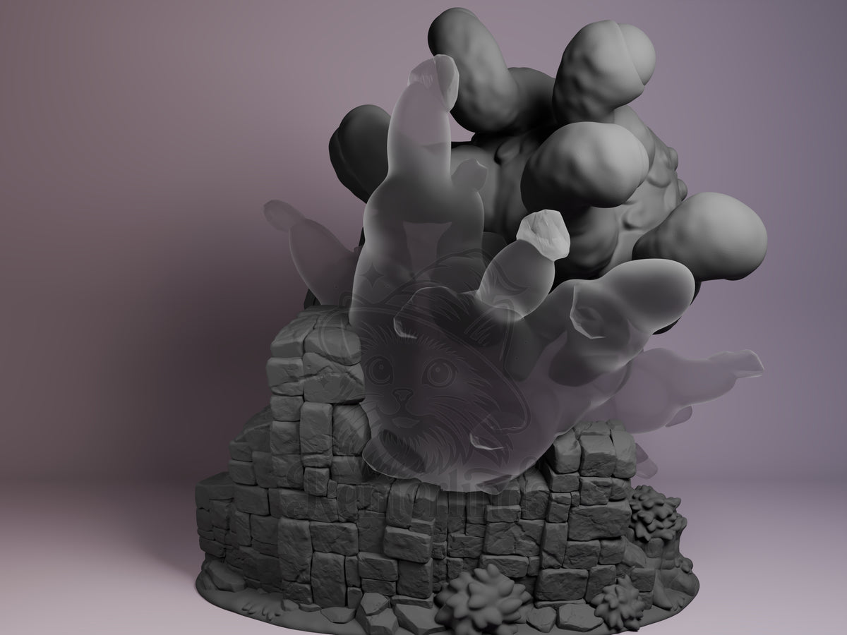 Rear view showing cloak, back armor, or base sculpt detail.