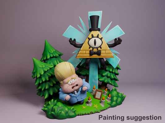 Triangle Dream Demon Mystery Pines Town 3D printed resin Chibi figure by Nomnom, colored view.