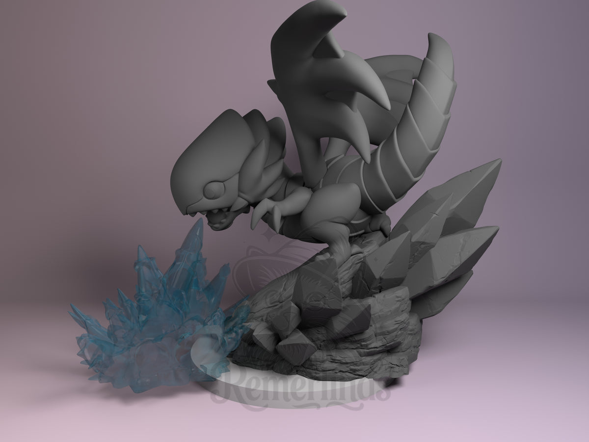 Pale-Eye Dragon Card Duel Saga 3D printed resin figure by Nomnom, angled view showing dimensional details.