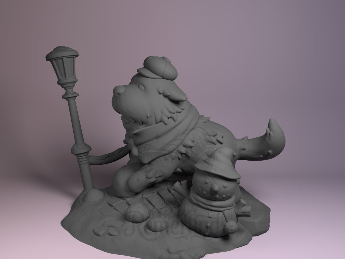 loyal family dog espionage-family inspired 3D printed resin figure by Nomnom, angled view showing dimensional details.