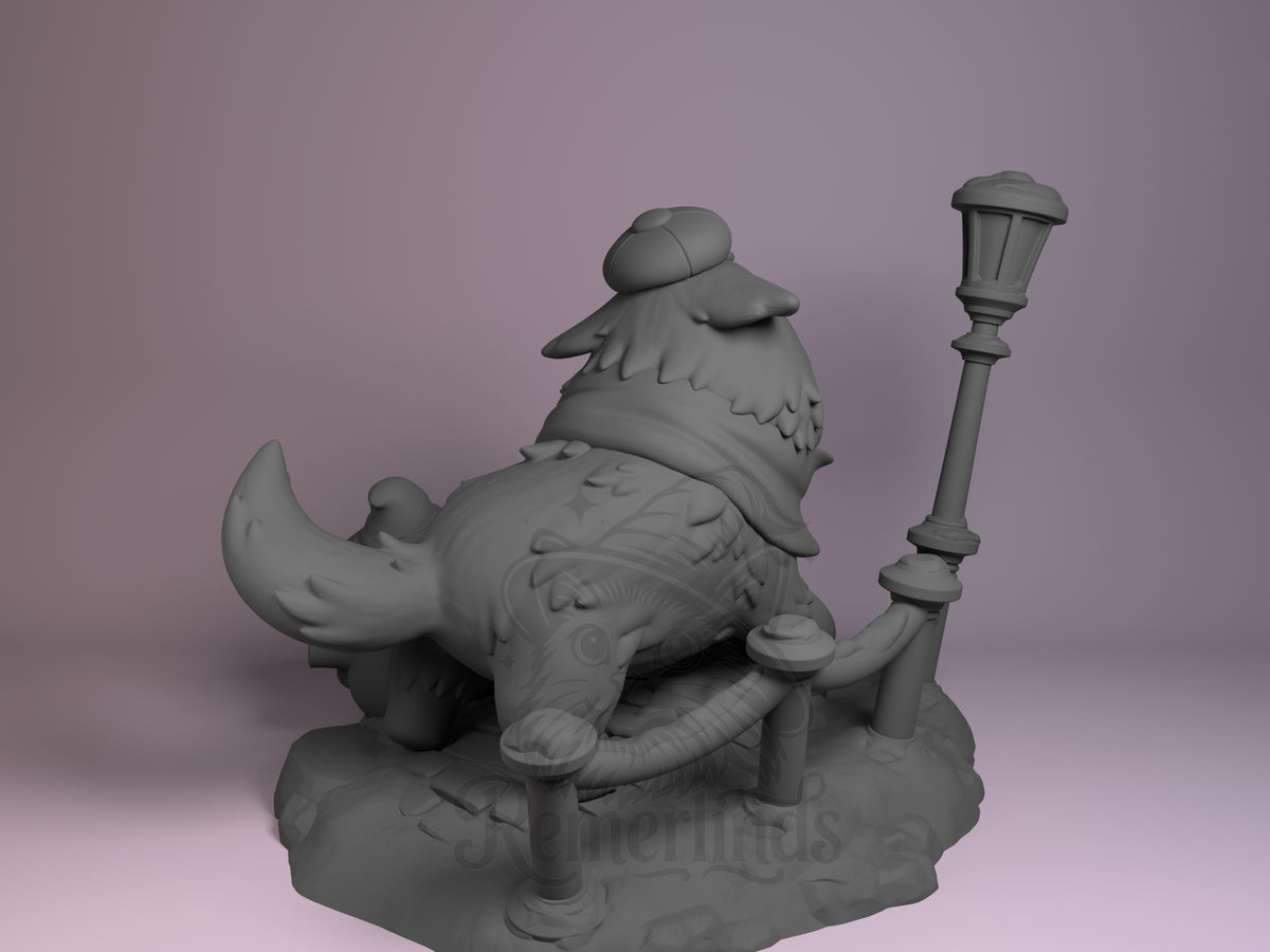 Rear view showing cloak, back armor, or base sculpt detail.
