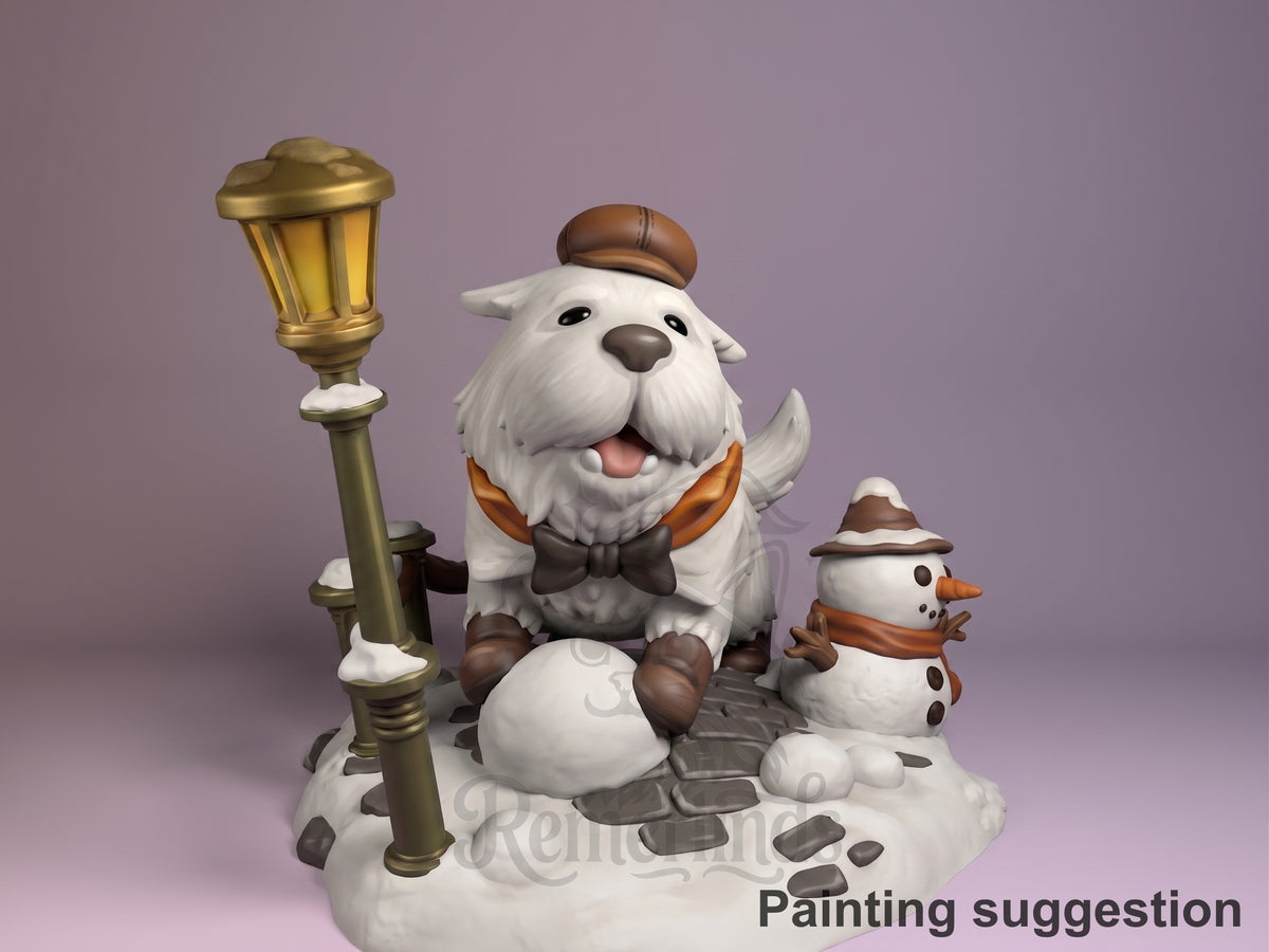 loyal family dog espionage-family inspired 3D printed resin figure by Nomnom, colored view.