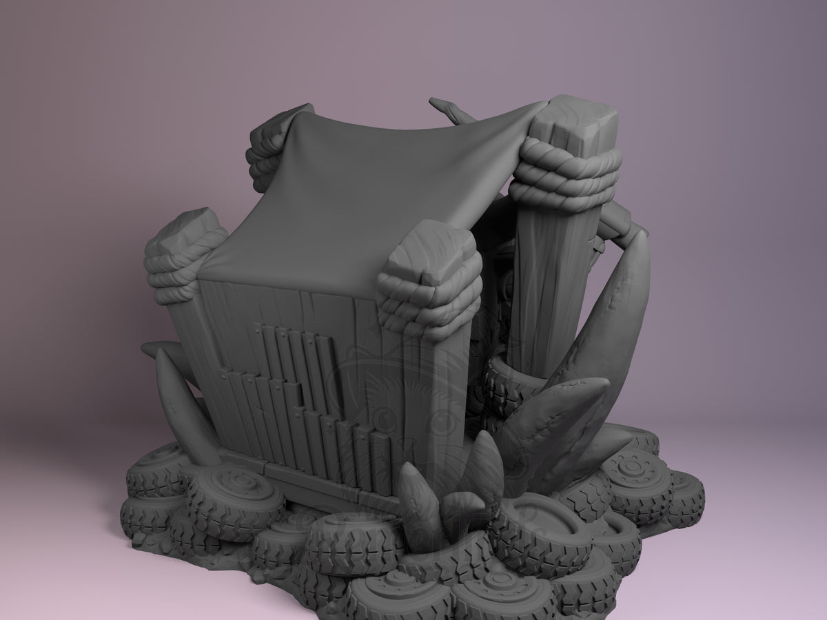 Rear view showing cloak, back armor, or base sculpt detail.