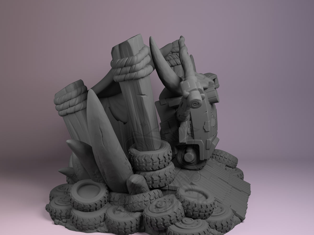 Right side angle highlighting notable pose or armor/prop feature.