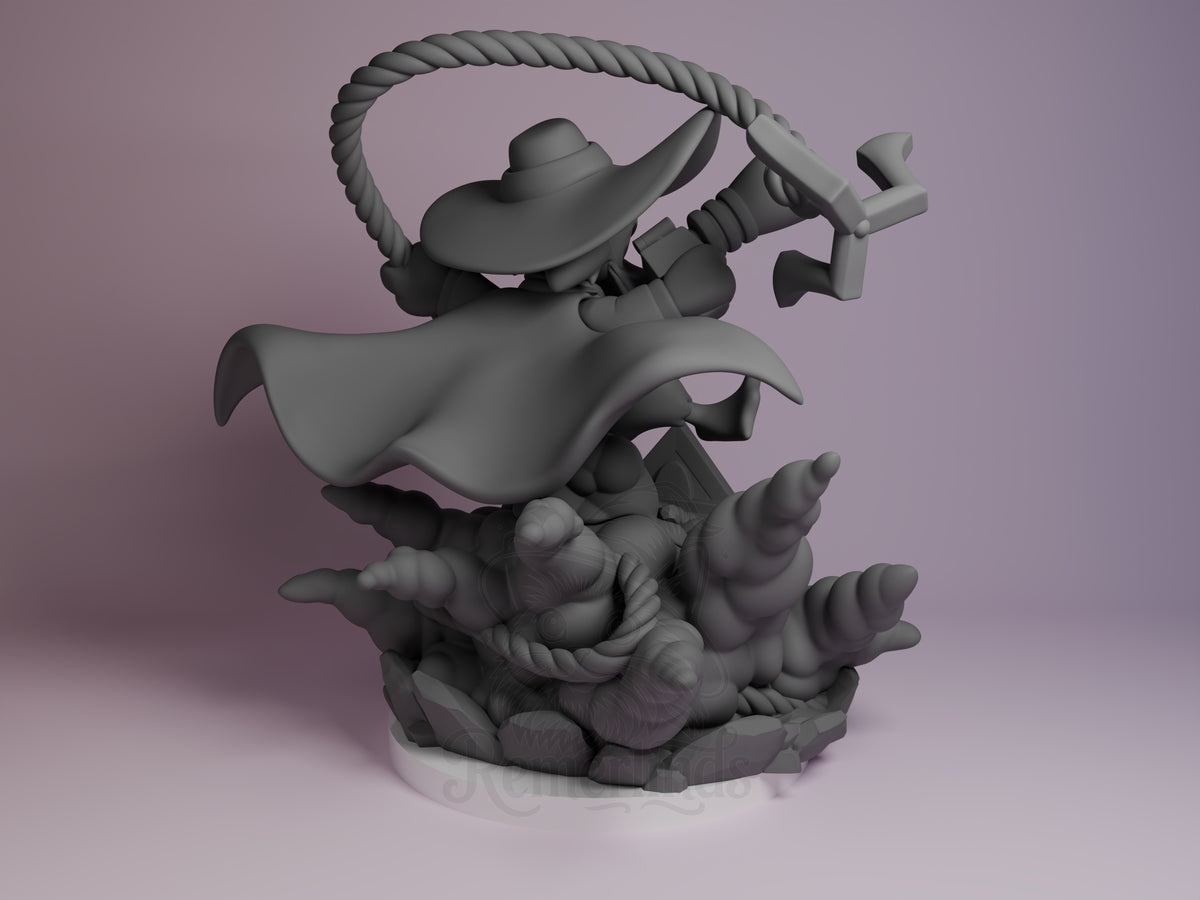 Rear view showing cloak, back armor, or base sculpt detail.