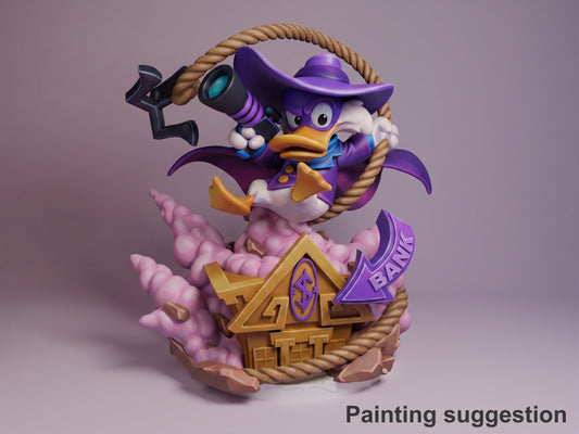Darkwing Duck Capes & Quacks 3D printed resin figure by Nomnom, colored view.