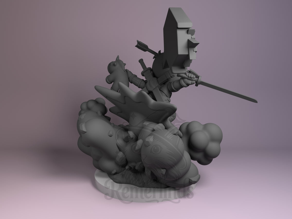 Rear view showing cloak, back armor, or base sculpt detail.