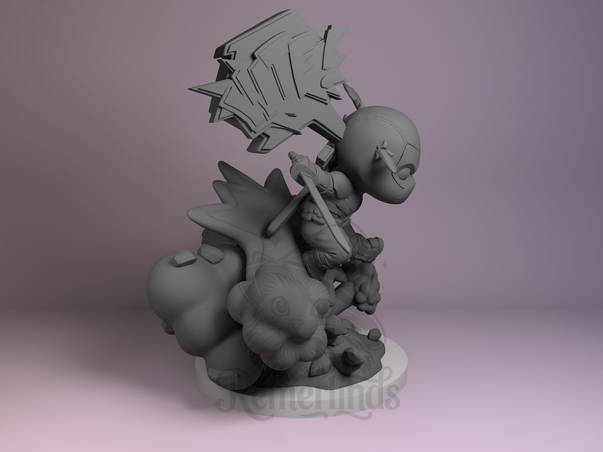 Right side angle highlighting notable pose or armor/prop feature.