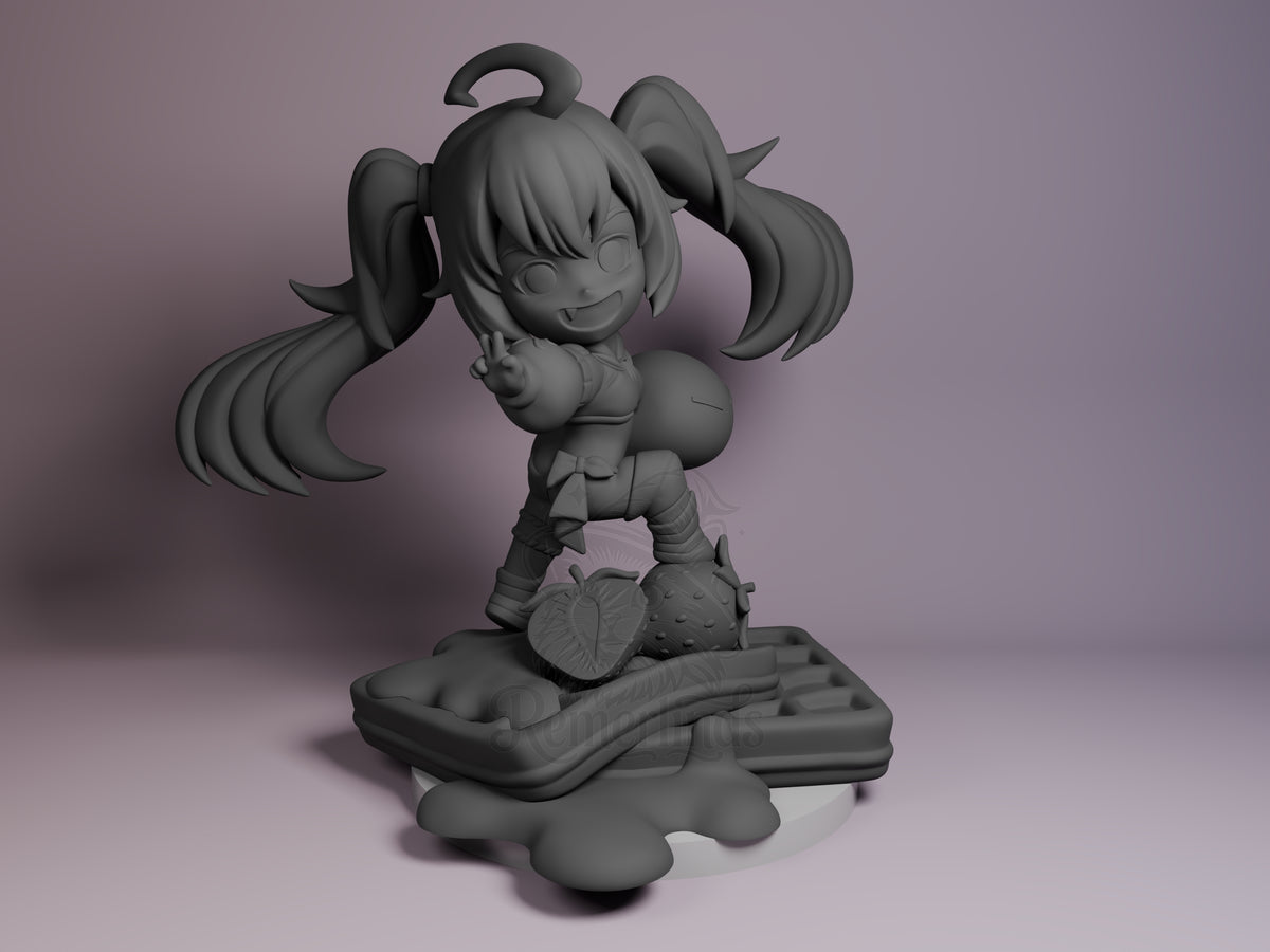 Unpainted resin Chibi figure: Demon Lord Milim from That Time I Got Re-incarnated as a Slime, front angle, sculpted base.