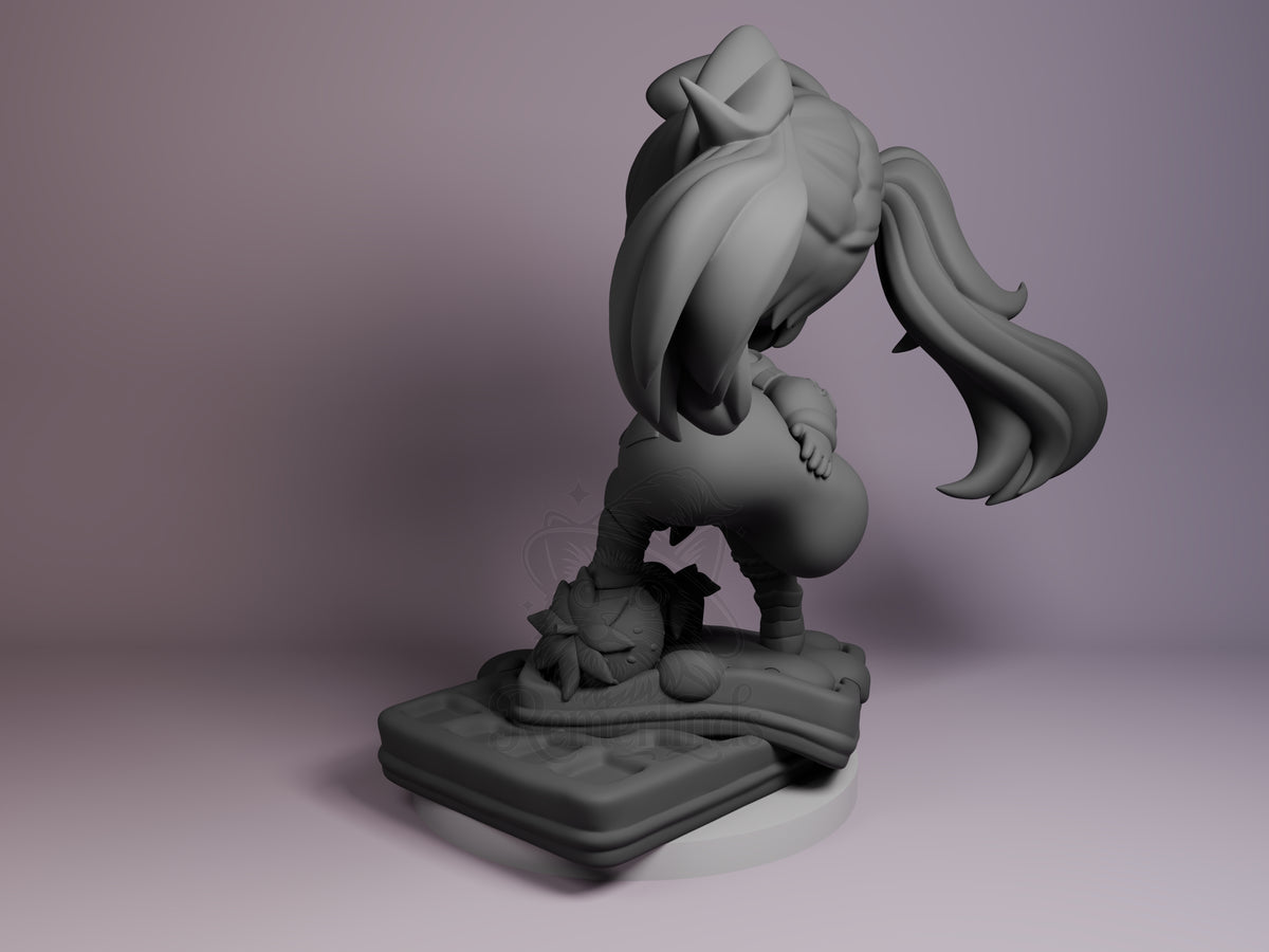 Unpainted resin Chibi figure shows rear-view Demon Lord Milim from That Time I Got Re-incarnated as a Slime on a sculpted‌‍‍?