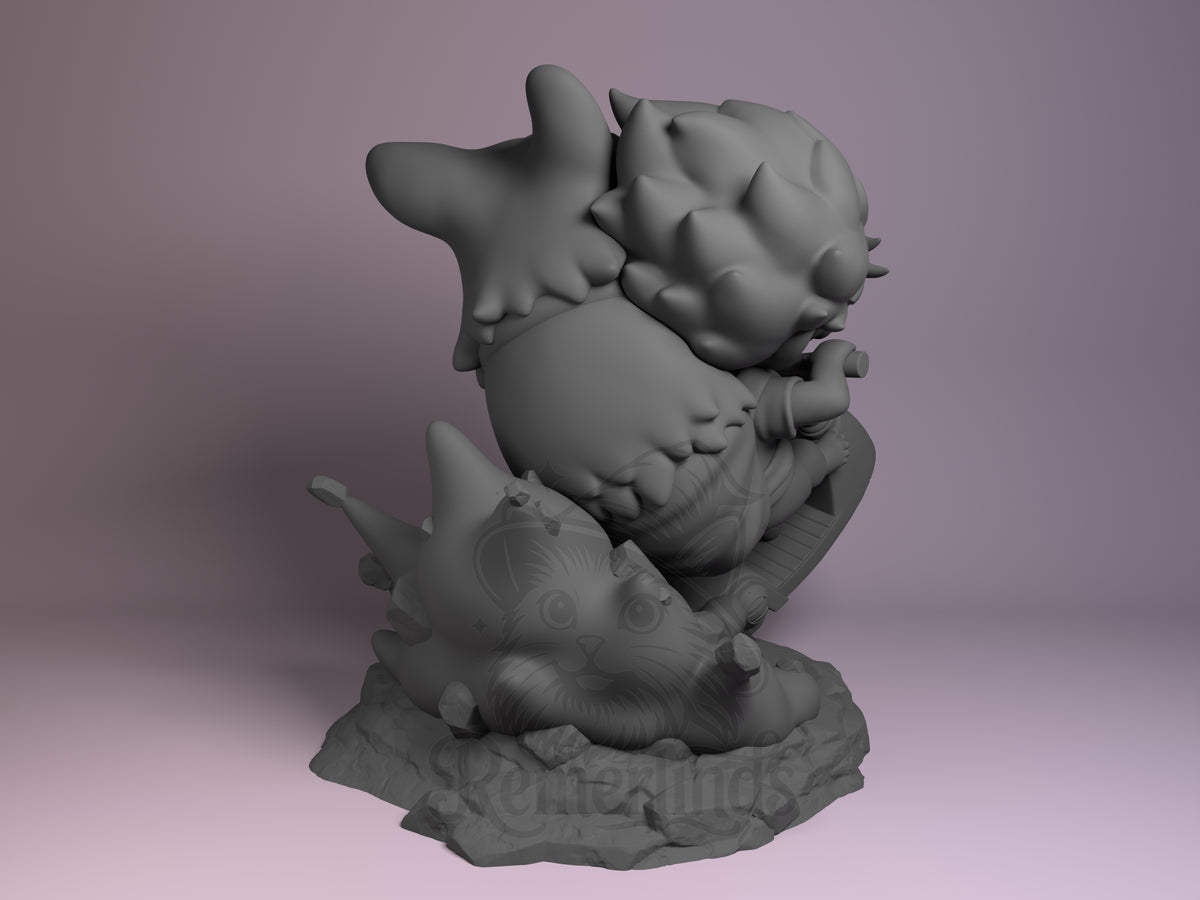 Rear view showing cloak, back armor, or base sculpt detail.