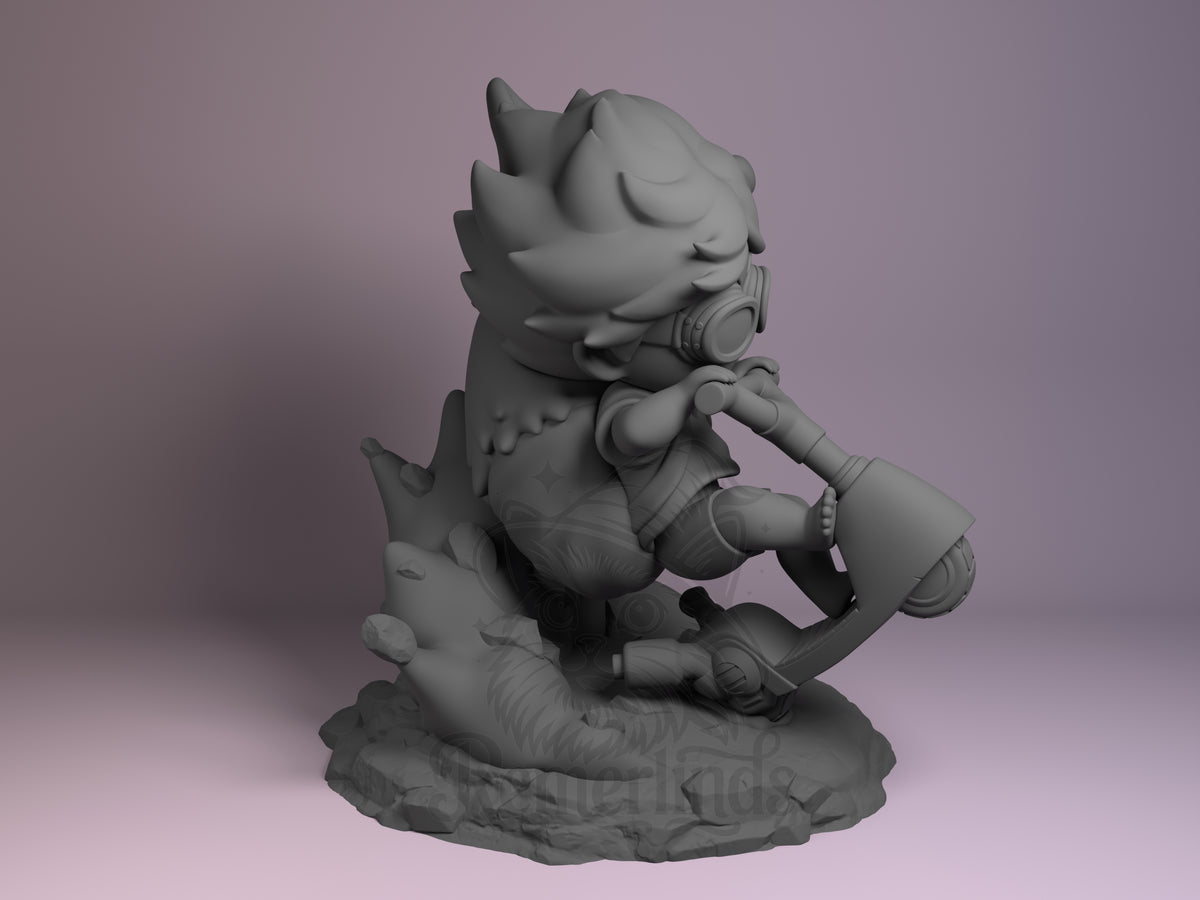 Right side angle highlighting notable pose or armor/prop feature.