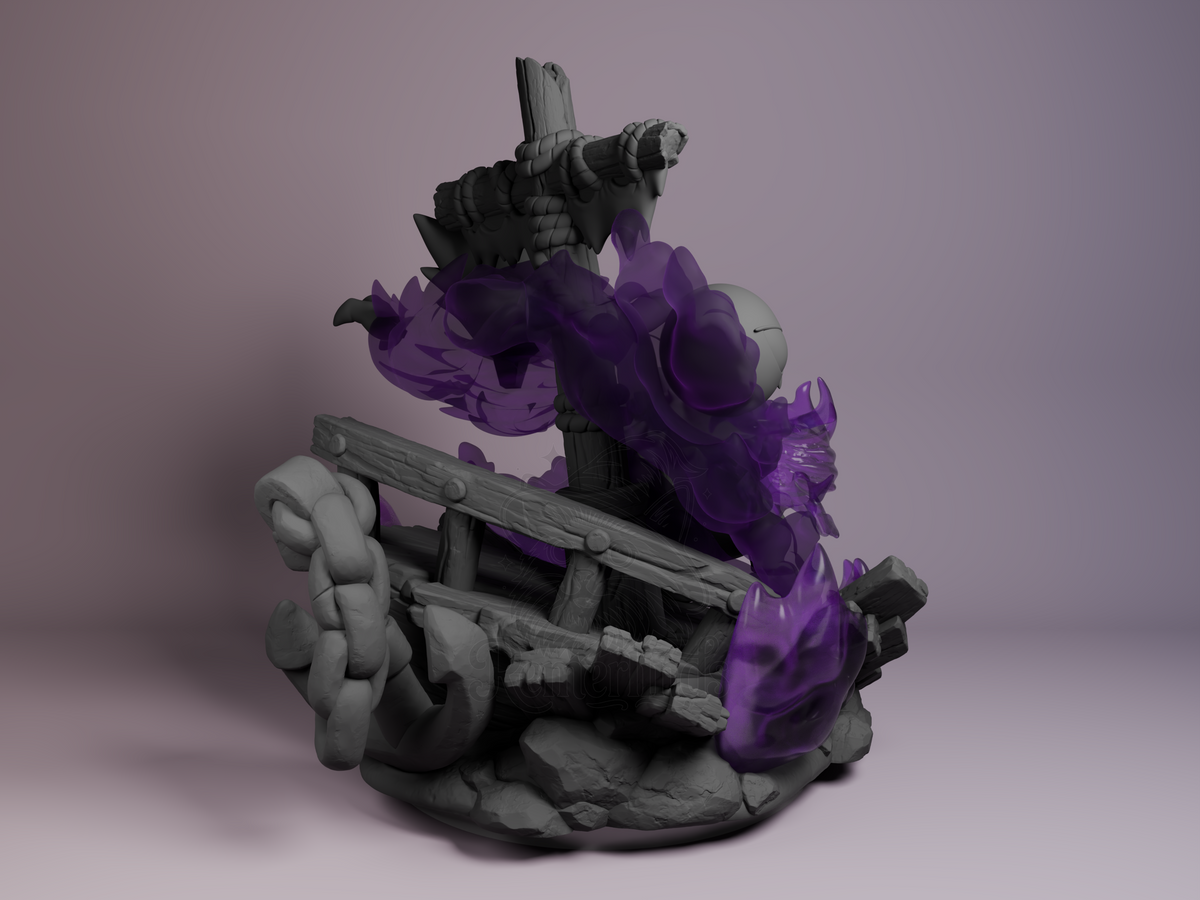 Rear view showing cloak, back armor, or base sculpt detail.