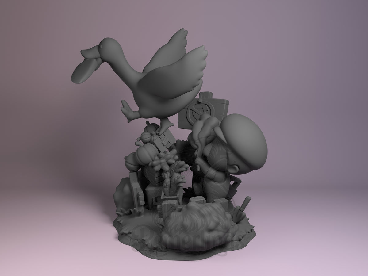 Goose Untitled Waterfowl Game 3D printed resin figure by Nomnom, angled view showing dimensional details.