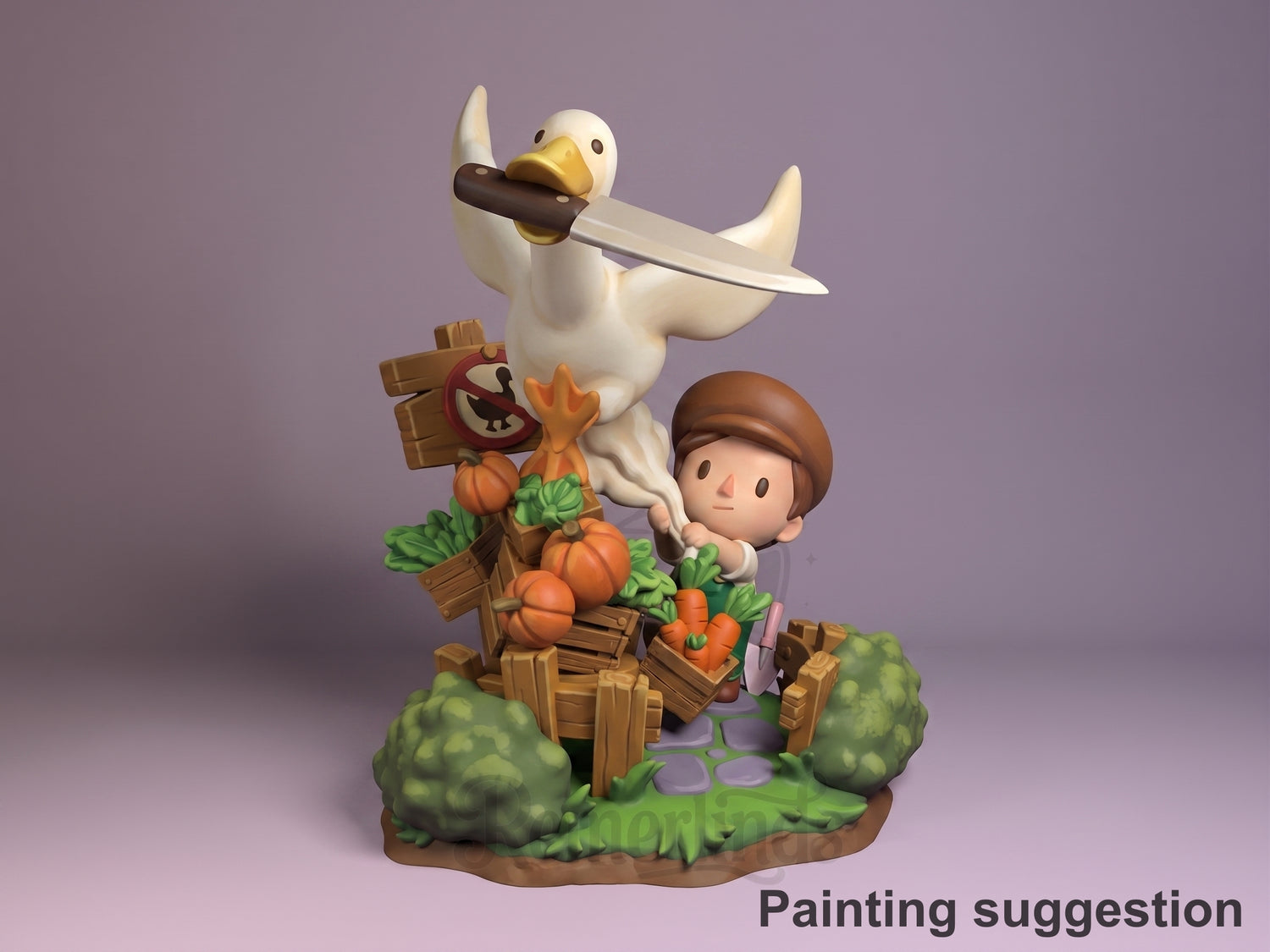 Goose Untitled Waterfowl Game 3D printed resin figure by Nomnom, colored view.