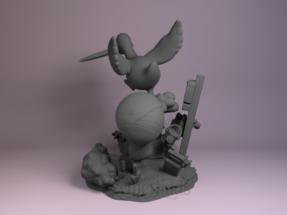 Left side angle showing gesture, weapon, or outfit detail.