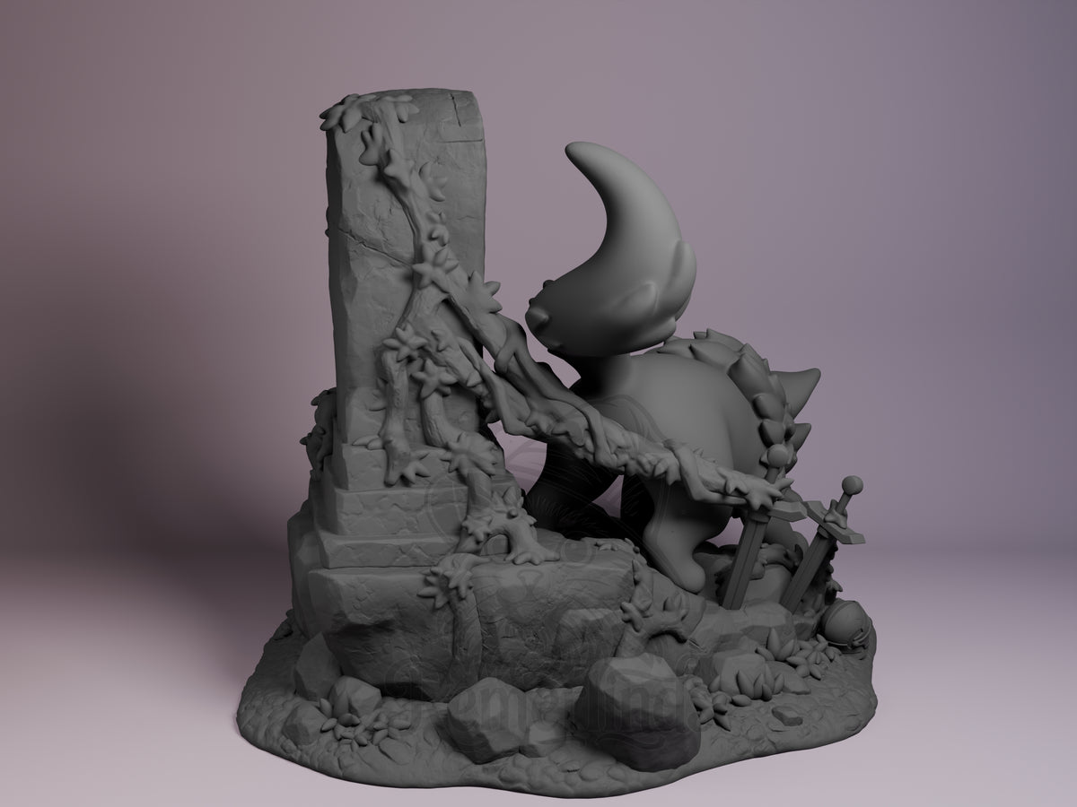 Rear view showing cloak, back armor, or base sculpt detail.