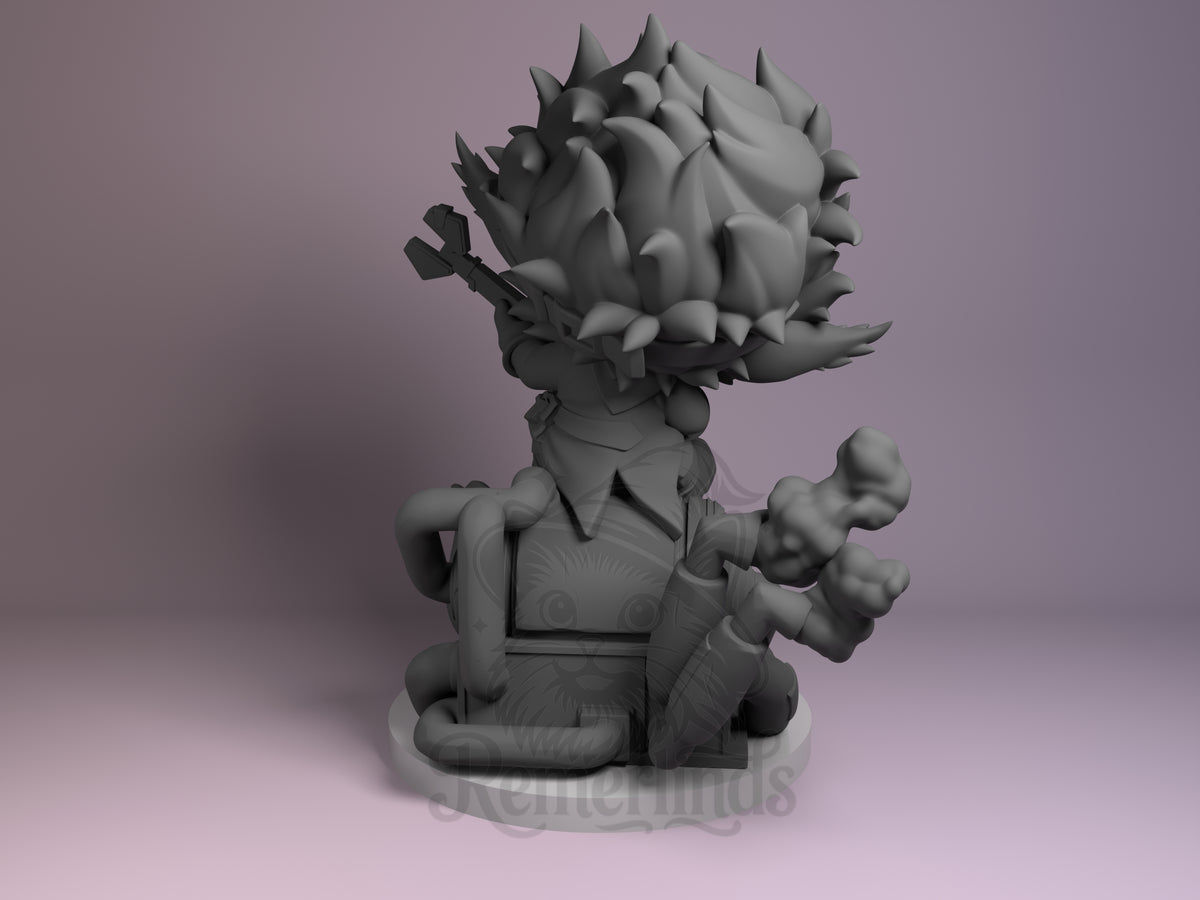 Rear view showing cloak, back armor, or base sculpt detail.