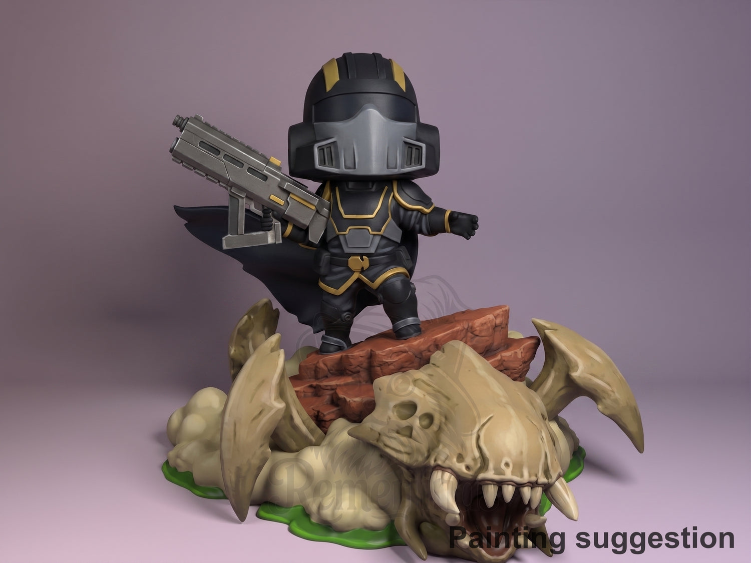 Bugstorm Diver Galactic Bug War 3D printed resin figure by Nomnom, colored view.