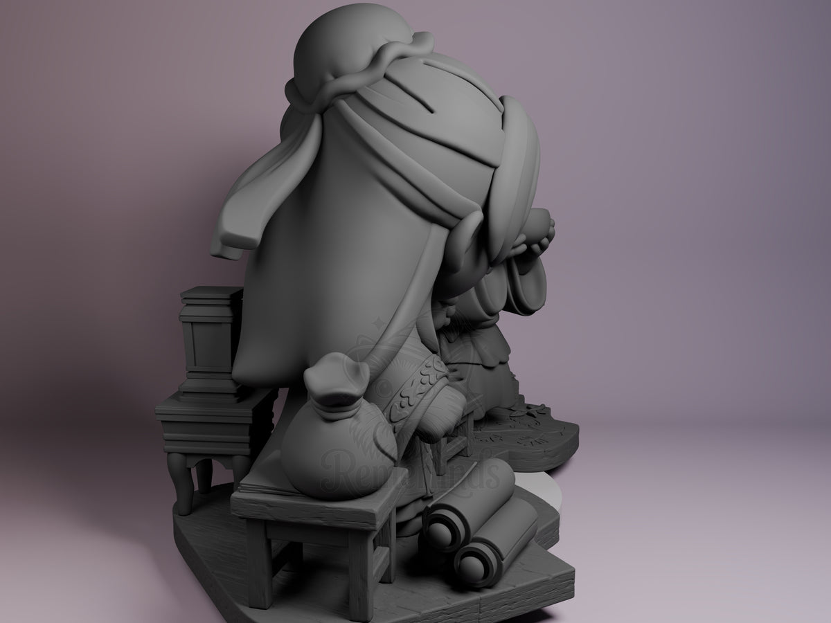 Right side angle highlighting notable pose or armor/prop feature.