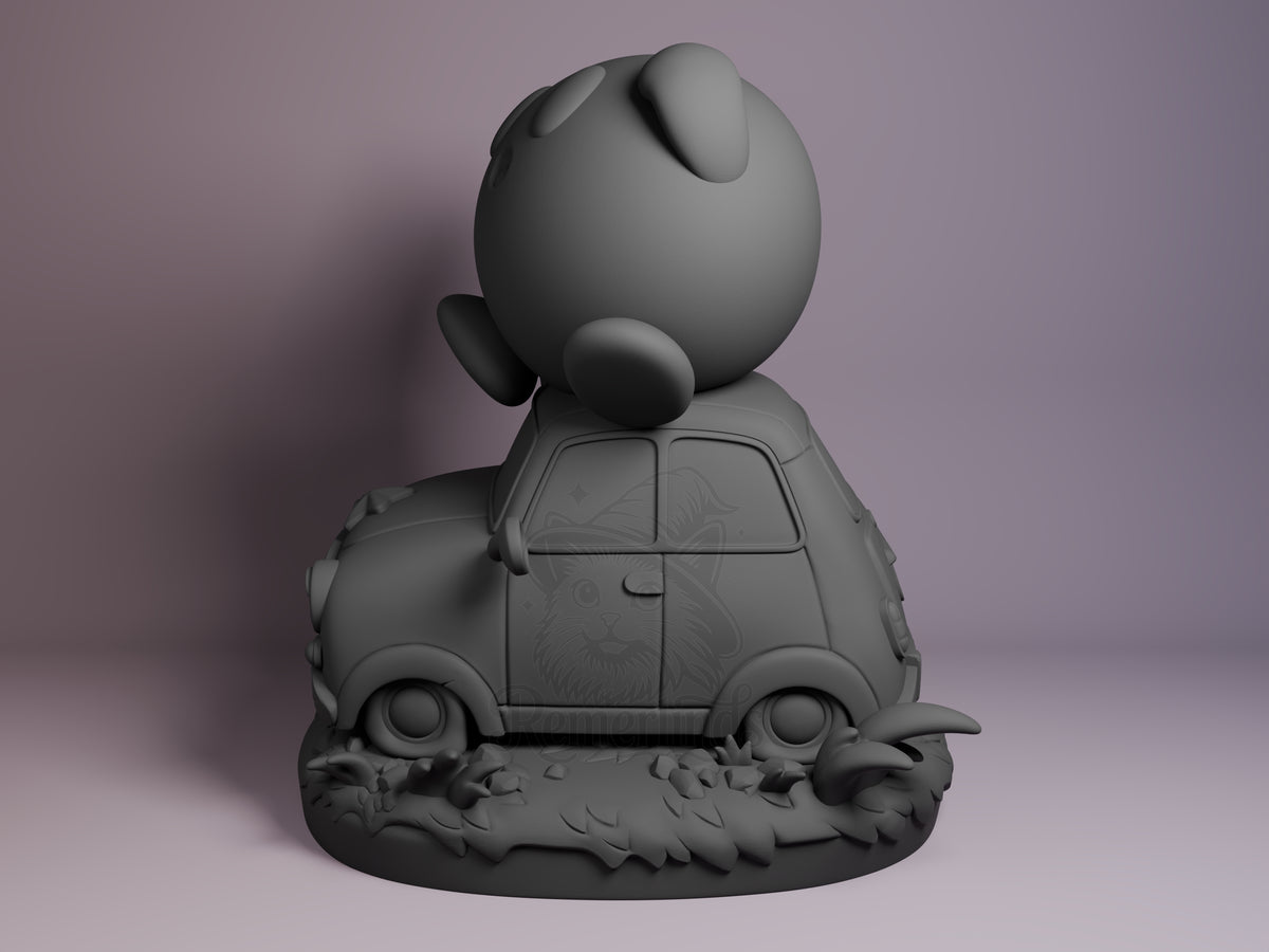 Kirby Dream Realm Adventure 3D printed resin Chibi figure by Nomnom, angled view showing dimensional details.