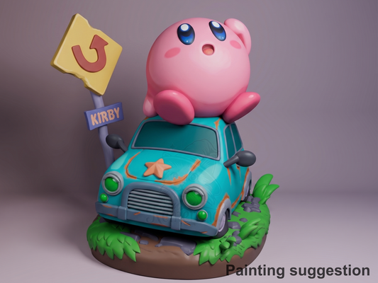 Kirby Dream Realm Adventure 3D printed resin Chibi figure by Nomnom, colored view.