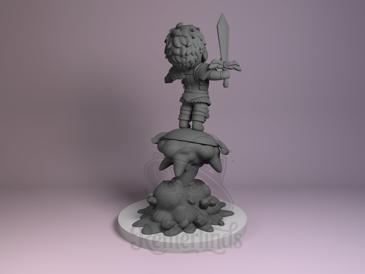 Rear view showing cloak, back armor, or base sculpt detail.