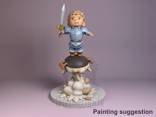 Dungeon Adventurer (generic) Culinary Dungeon Quest 3D printed resin Chibi figure by Nomnom, colored view.