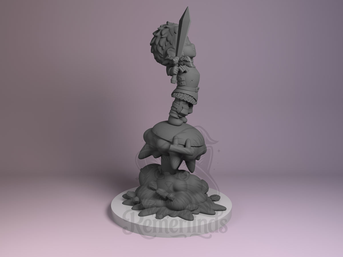 Right side angle highlighting notable pose or armor/prop feature.