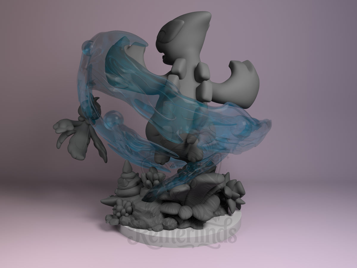 Lugia from Pocket Specters resin Chibi figure by Nomnom, left side view.