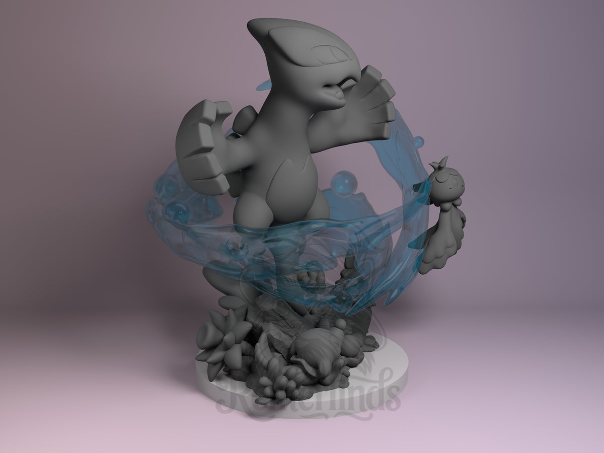 Lugia from Pocket Specters resin Chibi figure by Nomnom, right side view.