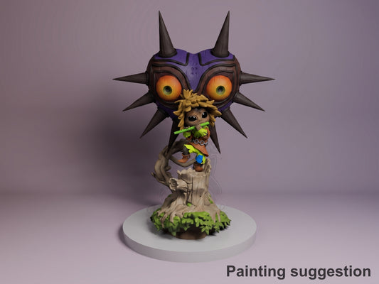 Masked Trickster Tales of Daelz 3D printed resin figure by Nomnom, colored view.