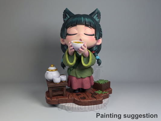 Maomao The Apothecary Diaries 3D printed resin figure by Nomnom, colored view.