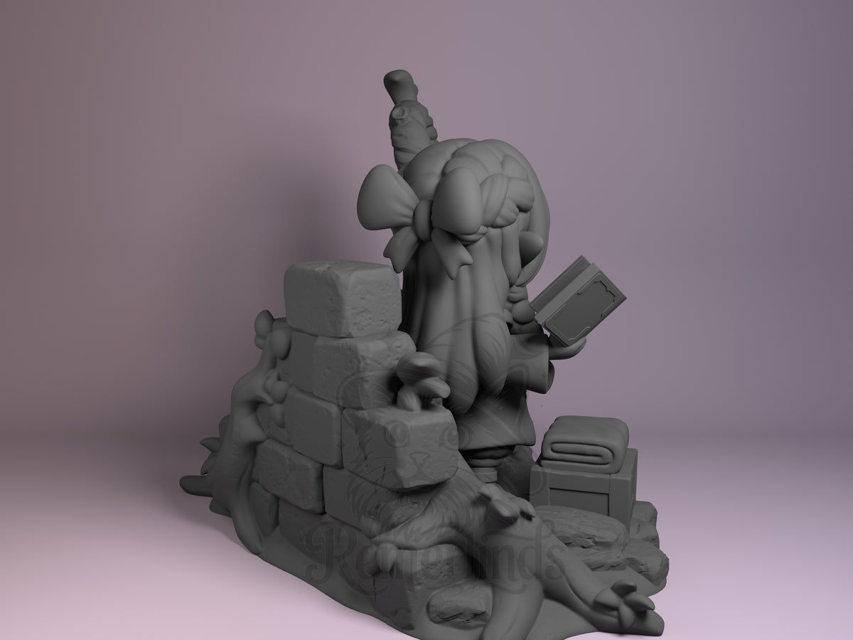Rear view showing cloak, back armor, or base sculpt detail.