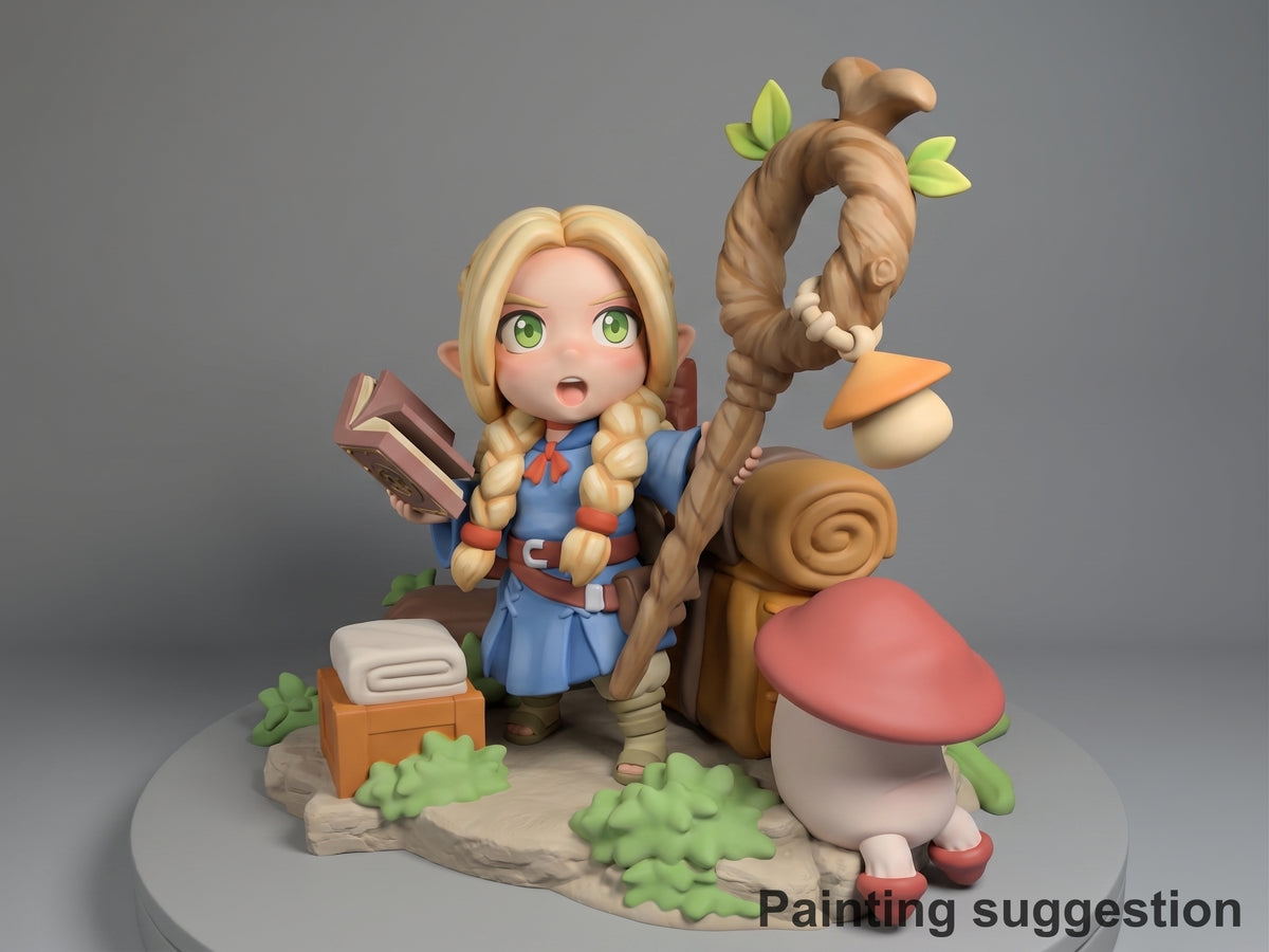 Mystic Scribe Culinary Dungeon Quest 3D printed resin figure by Nomnom, colored view.