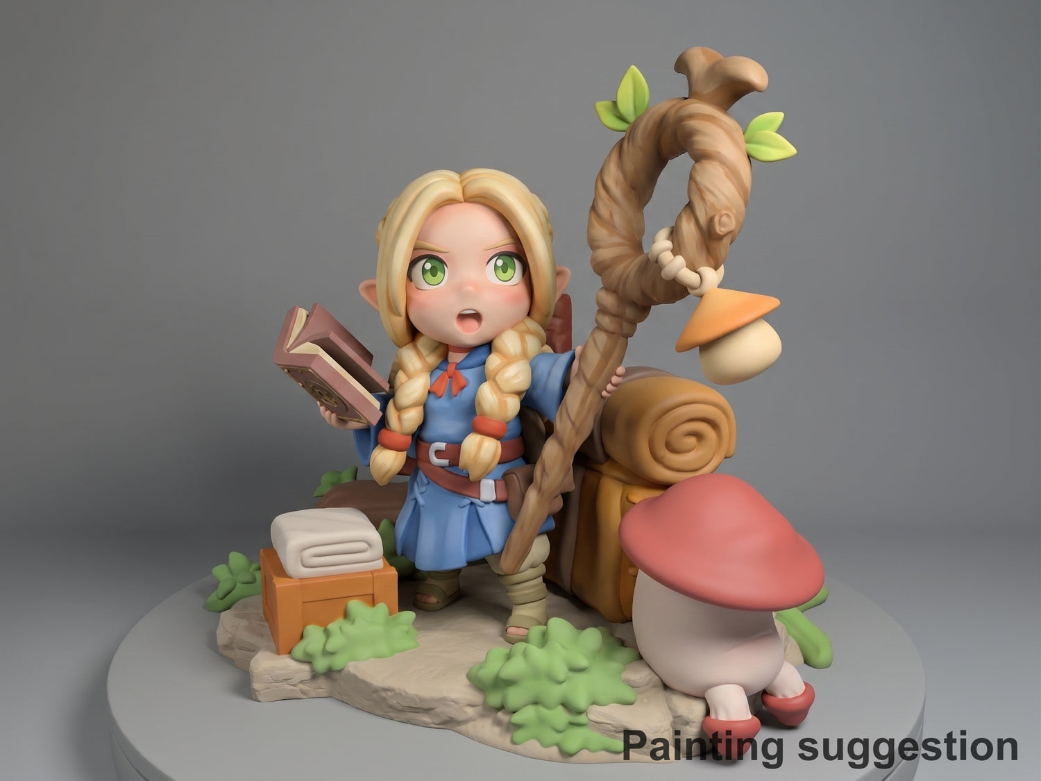 Mystic Scribe Culinary Dungeon Quest 3D printed resin figure by Nomnom, colored view.