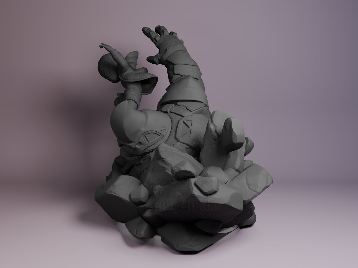 Brooklyn Teen from Spiderman is an unpainted resin Chibi figure on a rocky base, viewed from below.