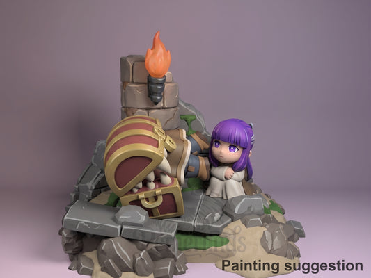 Wandering Elf Mage Mage's Long Farewell 3D printed resin figure by Nomnom, colored view.
