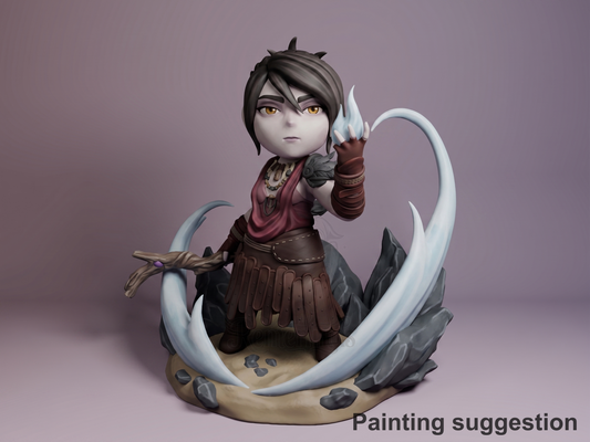 Morrigan Wyvern Era 3D printed resin Chibi figure by Nomnom, colored view.