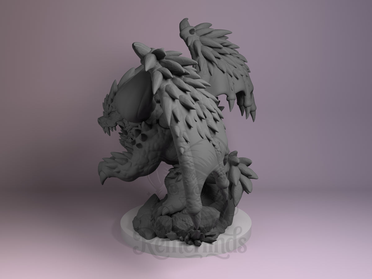 Nergigante Beast Hunter 3D printed resin Chibi figure by Nomnom, angled view showing dimensional details.