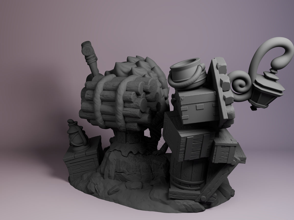 Rear view showing cloak, back armor, or base sculpt detail.