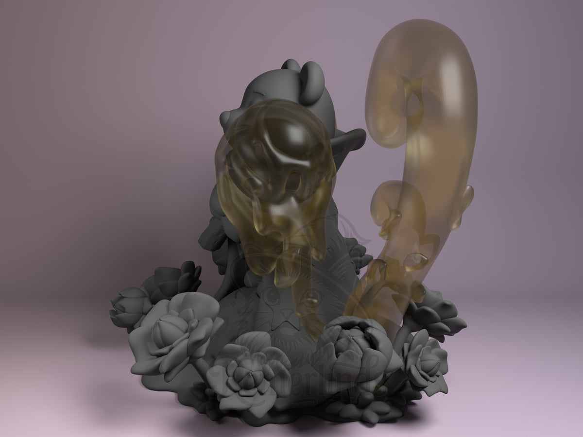Honey Bear Inkbound Realms 3D printed resin figure by Nomnom, angled view showing dimensional details.
